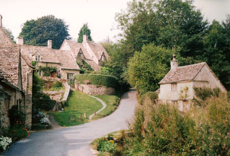 Arlington Row 8, view of the famous Arlington Row cottages in Bibury, Gloucestershire, UKの写真素材