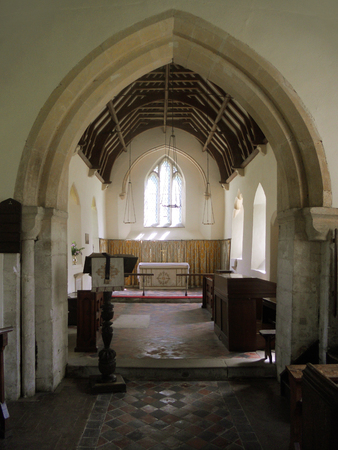 ancient church interior 1, interior of St  Martin church, Eastleach, Cotswolds, Gloucestershire, Englandのeditorial素材
