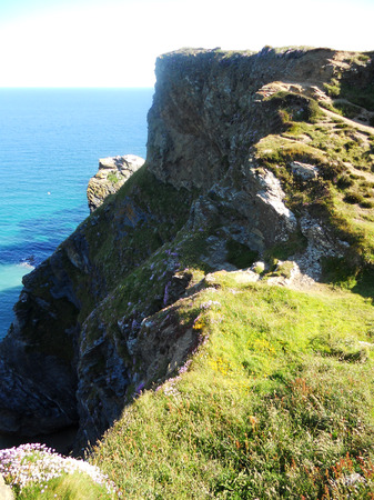 Cornish cliffs 5, ocean and cliffs in summer, Cornwall, UKの写真素材