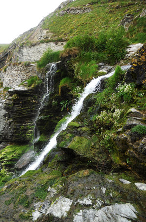waterfall Tintagel 4, small waterfall down the cliff at Tintagel, Cornwall, Uの写真素材
