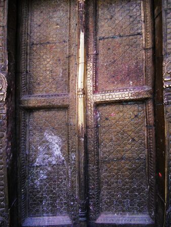 Nepalese entrance, doorway in Kathmandu, Nepal,の写真素材