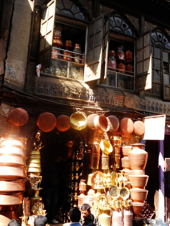 metal pot seller, Kathmandu, Nepalの写真素材