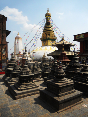 Nepalese temple architecture, temple in Kathmanduの写真素材
