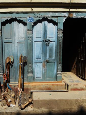 Nepalese architecture, temple in Kathmanduの写真素材