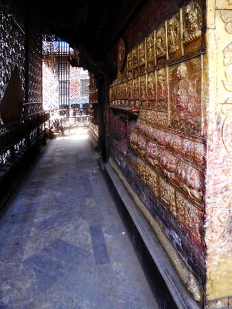 Old wall in Kathmandu, Nepalの写真素材
