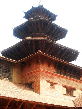 Traditional Nepalese architecture, old roofs in Kathmanduの写真素材
