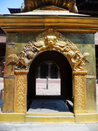 Nepalese shrine 4, shrine with decorated entrance, Kathmanduの写真素材