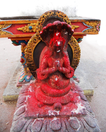 Nepalese shrine 5, stone shrine with red pigment, Kathmanduの写真素材