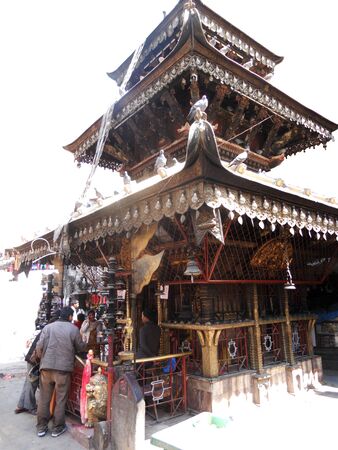 Nepalese street temple, temple in Kathmandu streetのeditorial素材
