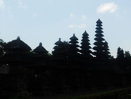 Balinese temple silhouettedの写真素材