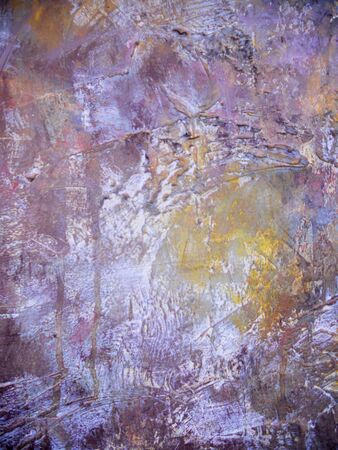 complex and interesting paint texture with purple and yellowの写真素材