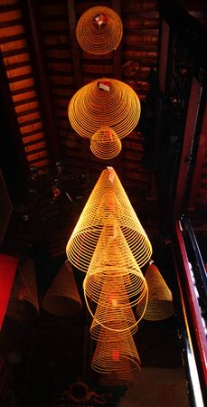 Incense spirals in Saigon templeのeditorial素材