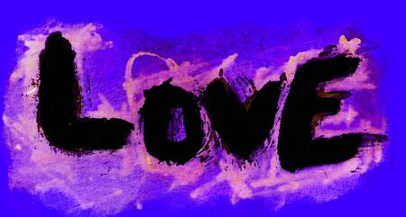 Love painted, the word love hand-painted, artistic word love, rough-painted black on colors.の写真素材