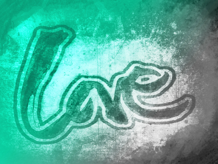 love painted, the word love hand-painted with outset border, artistic word love, gray with green gradation on grunge texture.の写真素材