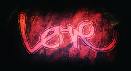 love painted, the word love hand-painted, artistic word love, red texture on blackの写真素材