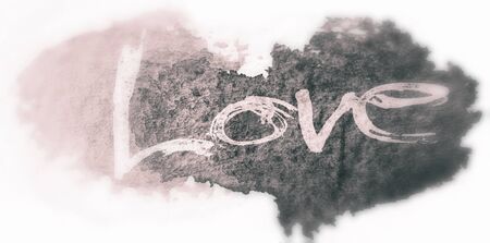love painted, the word love hand-painted, artistic word love, stylized design element, pink grunge with blur vignette.の写真素材