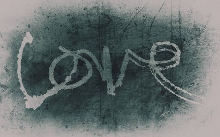 love painted, the word love hand-painted, artistic word love, stylized design element, grunge texture with pale vignette.の写真素材