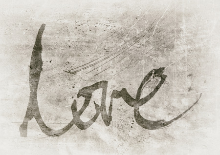 love painted, the word love hand-painted, artistic word love, stylized design element, grunge texture with pale vignette.の写真素材