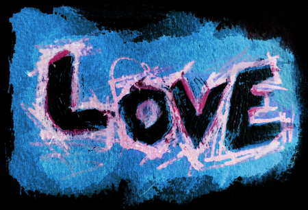 love painted, the word love hand-painted, artistic word love, stylized design element, bold painted colorsの写真素材
