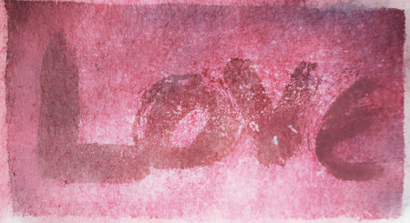 love painted, the word love hand-painted, artistic word love, rough brush lettering on grunge texture background, pink tint.の写真素材