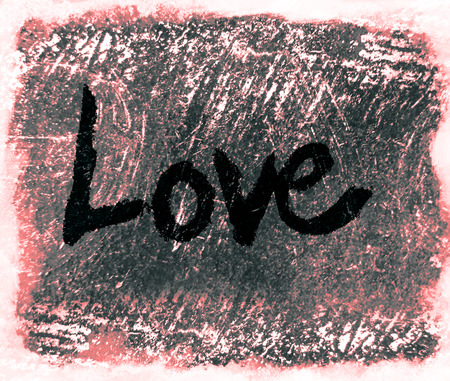 love painted, the word love hand-painted, artistic word love, hand painted lettering on red tinted grunge texture on white background.の写真素材