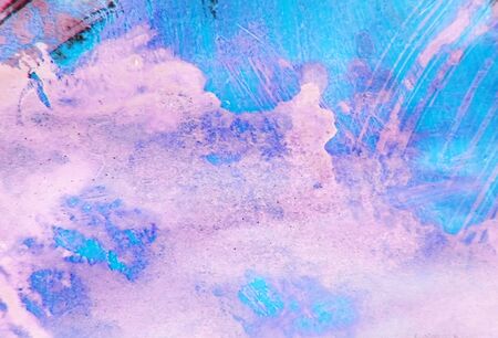 Artistic texture background with rough dry paint brush strokes on paper, random marks, magenta and blue.の写真素材