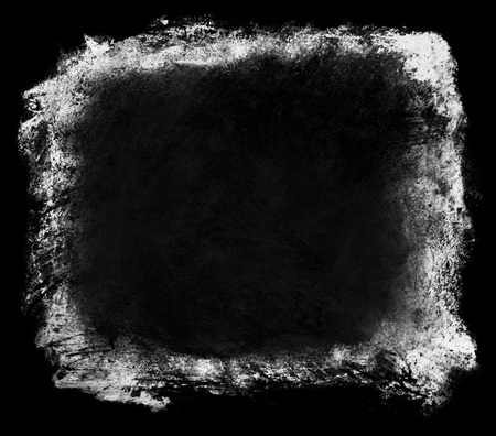 Paint layers texture frame with rough organic paints, rough artistic frame of textured multi-layered paint marks on a rough surface, textured copy-space framed by paint textures, grays, monochrome.の写真素材