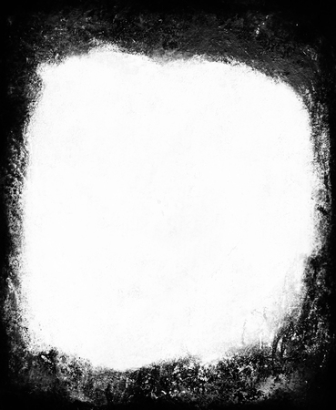 Paint layers texture frame with rough organic paints, rough artistic frame of textured multi-layered paint marks on a rough surface, empty copy-space framed by paint textures, blue tints.の写真素材