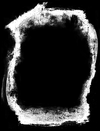 Paint layers texture frame, rough artistic frame of textured multi-layered paint marks on a rough surface, empty copy-space framed by paint textures, black and white, monochrome.の写真素材