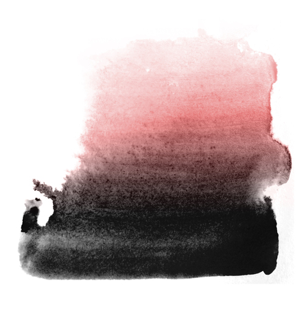 Watercolor gradation with brush strokes on partly wet paper, a beautiful watercolor texture gradation on rough watercolor paper, black to red.の写真素材