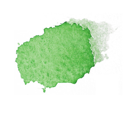 Watercolor texture on rough watercolor paper, green on a white background.の写真素材