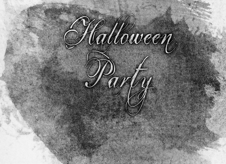 Halloween Party watercolor style lettering in an ornate font, grays, monochrome.の写真素材