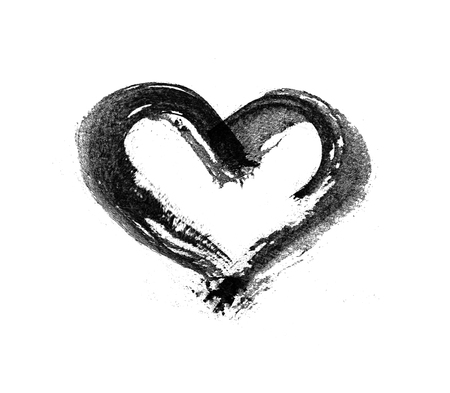 Rough painted brush-stroke heart-shape, on rough surface.の写真素材