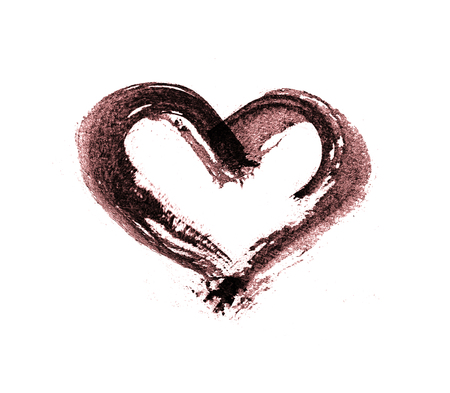Rough painted brush-stroke heart-shape, on rough surface.の写真素材