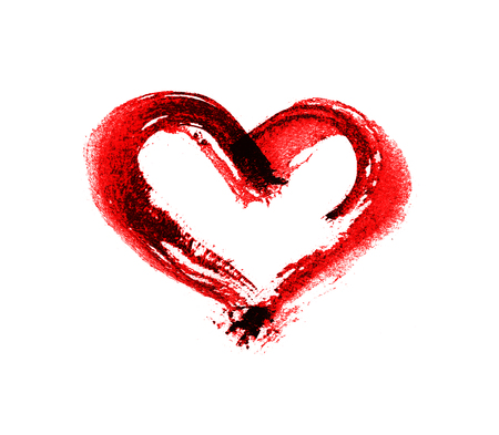 Rough painted brush-stroke heart-shape, on rough surface.の写真素材