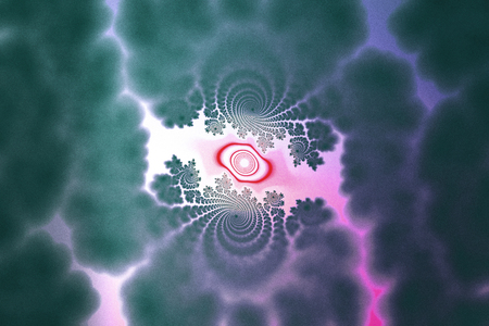 Beautiful fractal with vignette blur. Green and purple.の写真素材