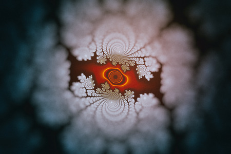 Beautiful fractal with vignette blur. Red.の写真素材