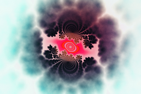 Beautiful fractal with vignette blur. Red and blue tints.の写真素材