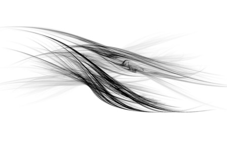 Beautiful flame fractal with curving shapes. Black on white.の写真素材