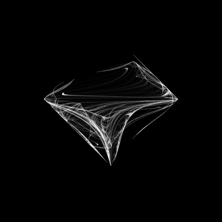 Beautiful and unusual flame fractal. White on black.の写真素材