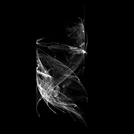 Beautiful and unusual flame fractal. White on black.の写真素材