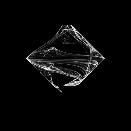 Beautiful and unusual flame fractal. White on black.の写真素材