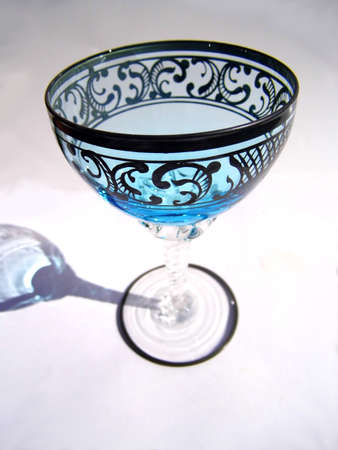 Hand made blue decorated venetian wine glass.の写真素材