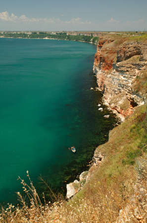 The coast line of the Black Sea near Kaliakra, Bulgariaの写真素材