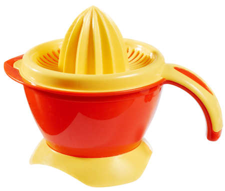 Plastic citrus press for home use isolated on white with clipping pathの写真素材