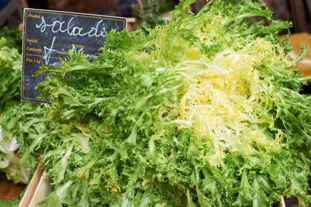 Fresh salad for sale on Provence market of Marseille, South Franceの写真素材