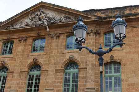 Facade of classic medieval building in French Provenceの写真素材