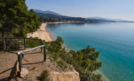 The sea shore near Neas Marmaras, Greece, Halkidiki, in winter seasonの写真素材
