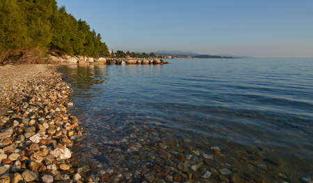 The sea shore near Nikiti, Greece, Halkidiki, Sithonia in winter seasonの写真素材