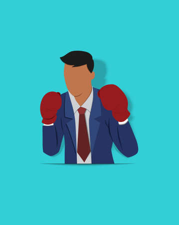 Business concept a businessman  with red boxing gloves fighting for difficult businessのイラスト素材